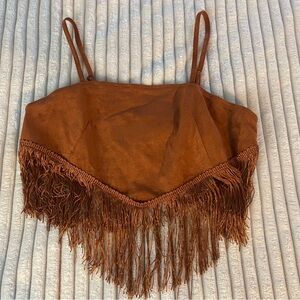 Cider Brown Fringed Camisole Top